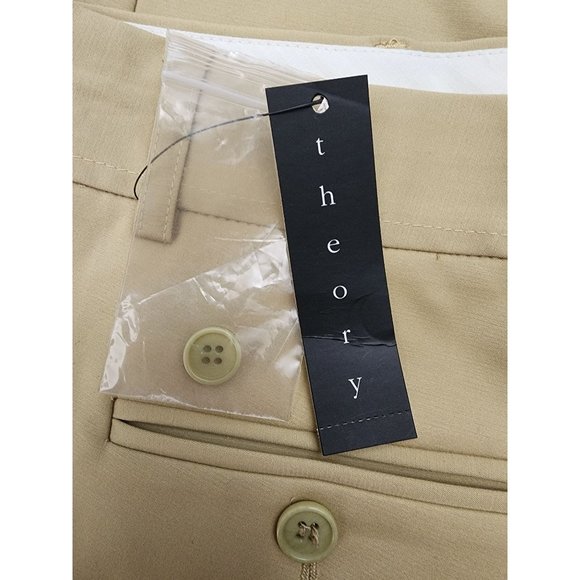 Theory NWT Luke Khaki Pants Solid Straight Leg 0 - Picture 3 of 4